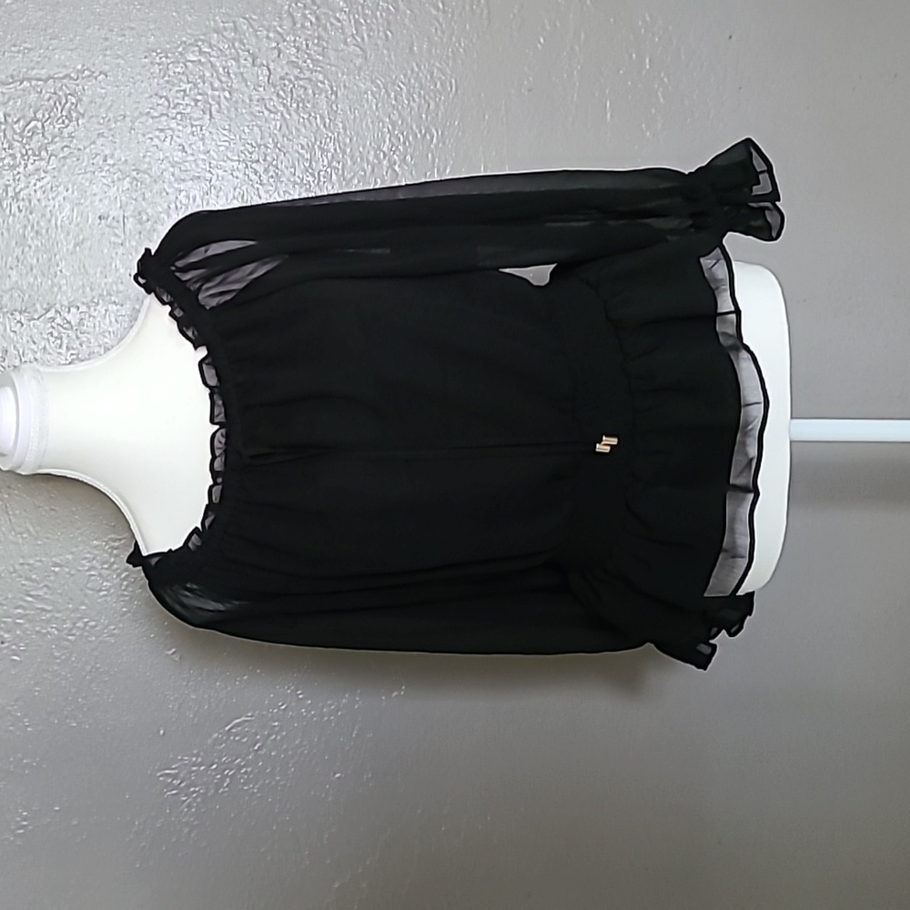 INC Elegant Black Ruffle Blouse